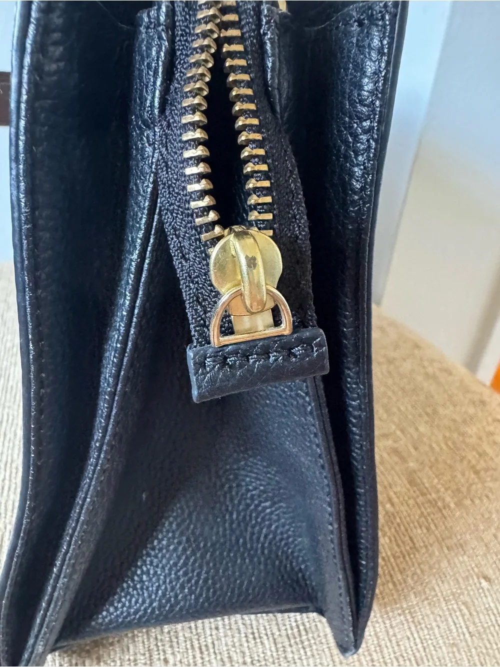 kate spade Black Pebbled Leather Double-Zip Satchel with Gold Hardware